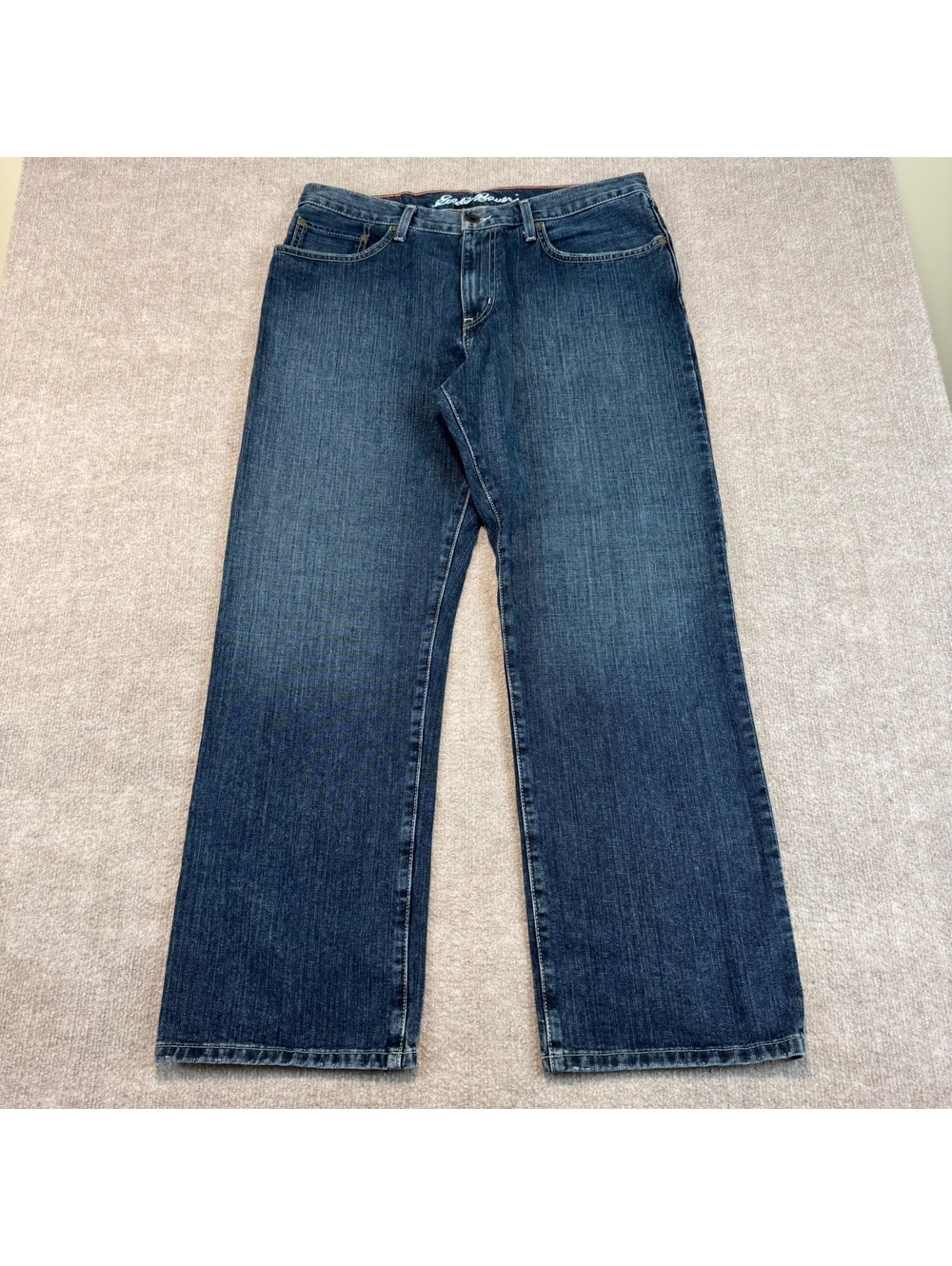 Eddie Bauer Relaxed Fit 100% Cotton Blue Mens Jeans 34x30 Dark Wash Baggy